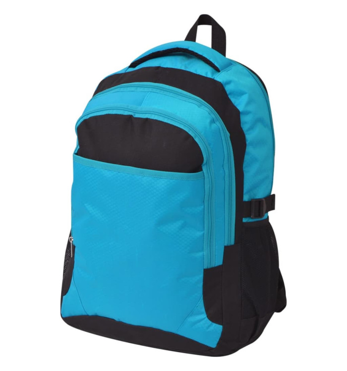 Sac à dos d'école 40 L noir et bleu | Mobilier & Déco