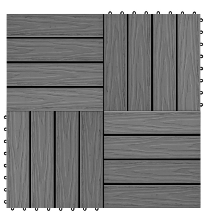 Carreau de terrasse en relief 11 pcs WPC 30x30 cm 1 m² Gris | Mobilier & Déco