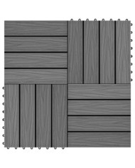 Carreau de terrasse en relief 11 pcs WPC 30x30 cm 1 m² Gris | Mobilier & Déco