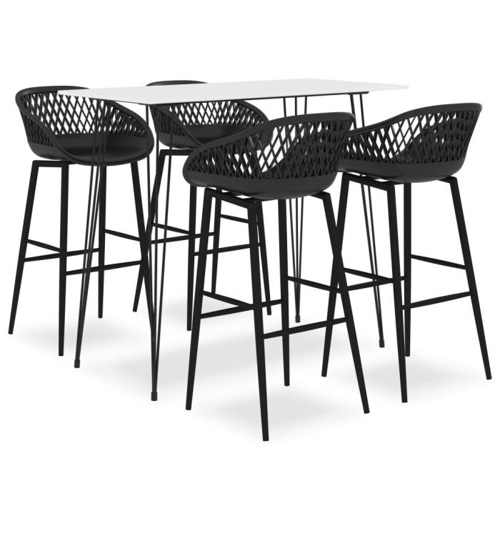 Ensemble de bar 5 pcs Blanc et noir | Mobilier & Déco