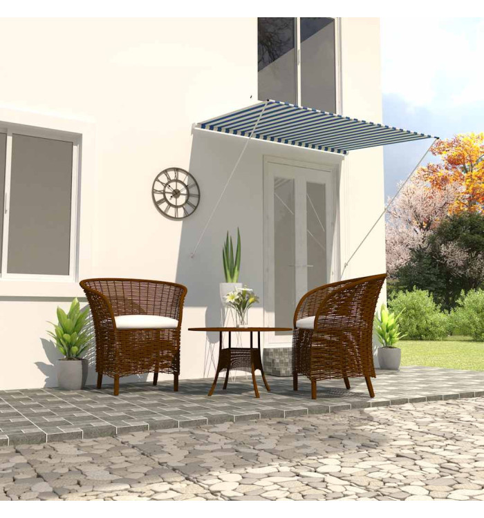 Auvent rétractable 200x150 cm Bleu et blanc | Mobilier & Déco
