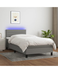 Sommier à lattes de lit avec matelas et LED Gris foncé 90x190cm | Mobilier & Déco