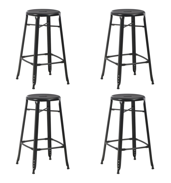 Tabourets de bar lot de 4 noir acier | Mobilier & Déco
