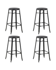 Tabourets de bar lot de 4 noir acier | Mobilier & Déco