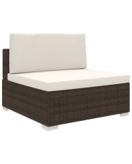 Siège central sectionnel 1 pc et coussins Résine tressée Marron | Mobilier & Déco