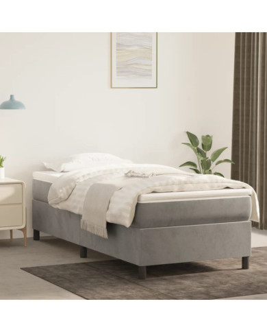 Cadre de lit sans matelas gris clair 100x200 cm velours | Mobilier & Déco
