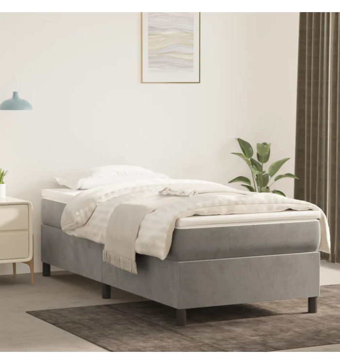 Cadre de lit sans matelas gris clair 100x200 cm velours | Mobilier & Déco
