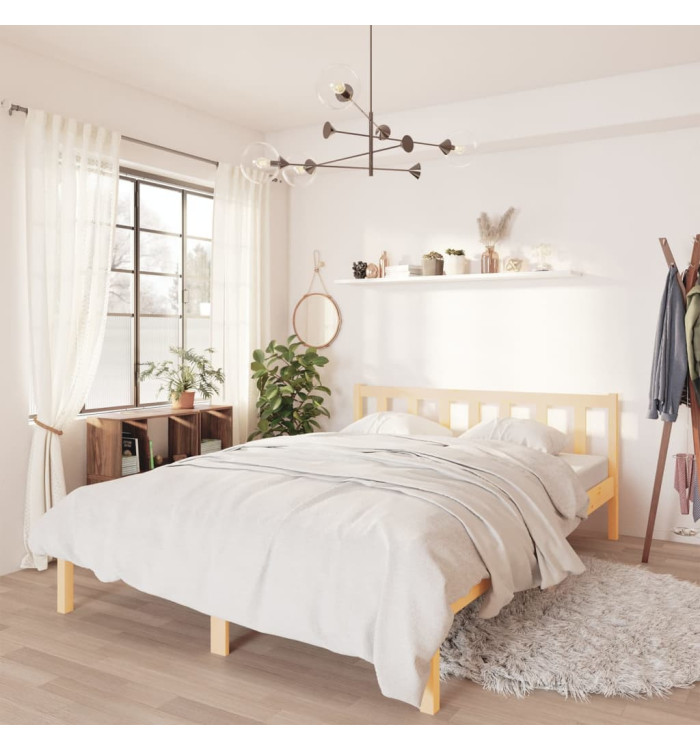 Cadre de lit sans matelas bois massif 140x200 cm | Mobilier & Déco