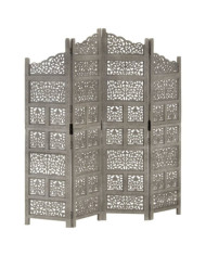 Cloison de séparation 4 panneaux Gris 160x165 cm Bois manguier | Mobilier & Déco