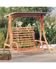 Balancelle avec auvent bois massif d'épicéa et finition en teck | Mobilier & Déco