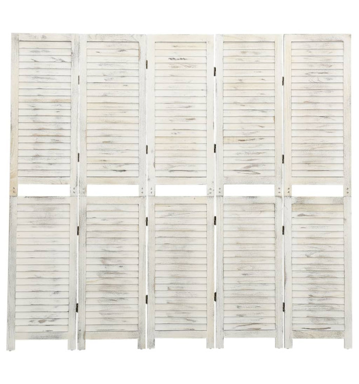 Cloison de séparation 5 panneaux Blanc antique 178,5x166cm Bois | Mobilier & Déco