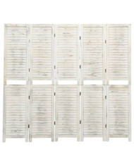 Cloison de séparation 5 panneaux Blanc antique 178,5x166cm Bois | Mobilier & Déco