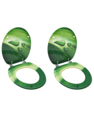 Sièges de toilette avec couvercle 2 pcs MDF Vert Gouttes d'eau | Mobilier & Déco
