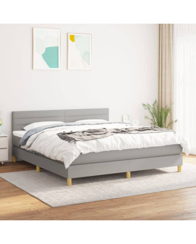 Sommier à lattes de lit avec matelas Gris clair 160x200cm Tissu | Mobilier & Déco