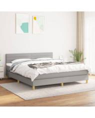Sommier à lattes de lit avec matelas Gris clair 160x200cm Tissu | Mobilier & Déco