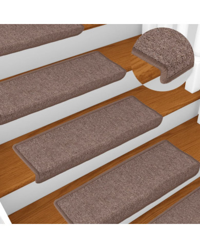 Tapis d'escalier 15 pcs 65x21x4 cm Marron | Mobilier & Déco