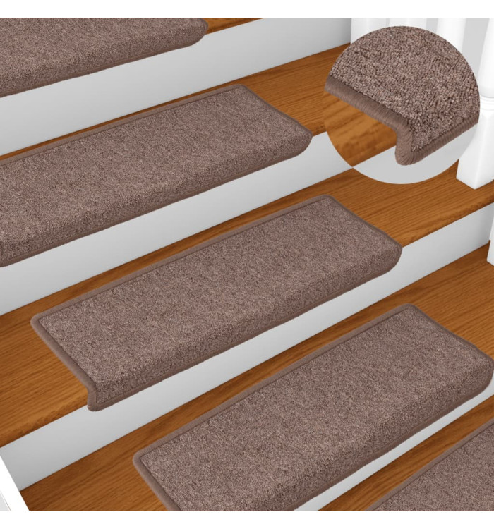 Tapis d'escalier 15 pcs 65x21x4 cm Marron | Mobilier & Déco