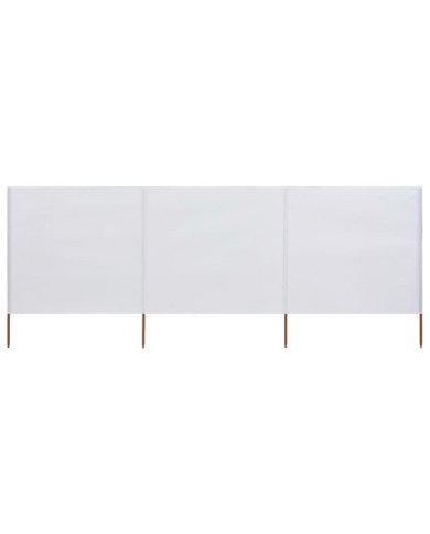 Paravent 3 panneaux Tissu 400 x 80 cm Blanc sable | Mobilier & Déco