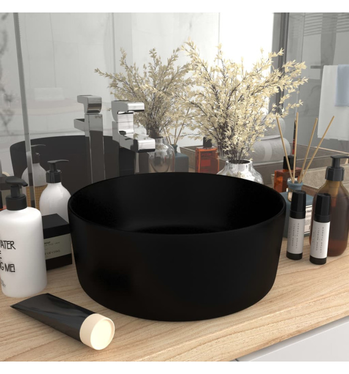 Lavabo rond de luxe Noir mat 40x15 cm Céramique | Mobilier & Déco