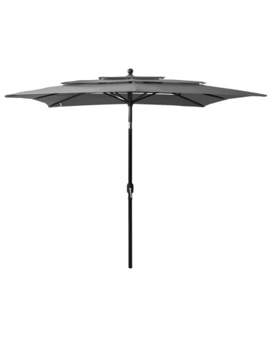 Parasol de jardin à 3 niveaux avec mât en aluminium anthracite | Mobilier & Déco
