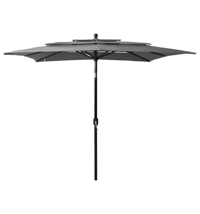 Parasol de jardin à 3 niveaux avec mât en aluminium anthracite | Mobilier & Déco