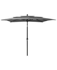 Parasol de jardin à 3 niveaux avec mât en aluminium anthracite | Mobilier & Déco