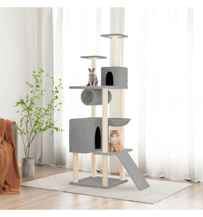 Arbre à chat avec griffoirs en sisal Gris clair 168 cm | Mobilier & Déco
