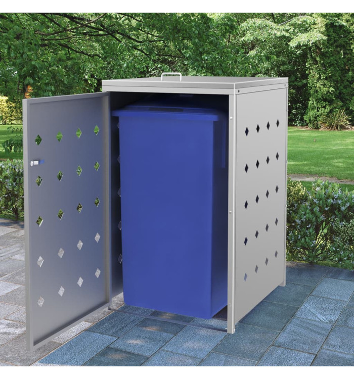 Abri pour poubelle sur roulettes 240 L Acier inoxydable | Mobilier & Déco