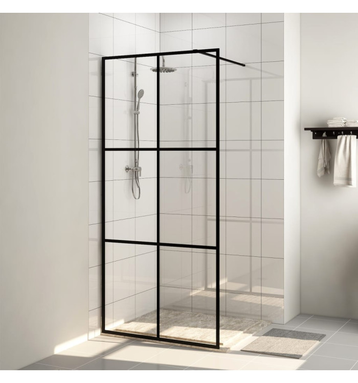 Paroi de douche avec verre ESG transparent 100x195 cm Noir | Mobilier & Déco