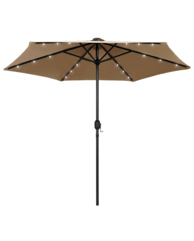 Parasol de jardin avec lumières LED et mât en aluminium taupe | Mobilier & Déco