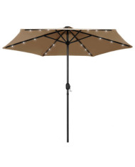 Parasol de jardin avec lumières LED et mât en aluminium taupe | Mobilier & Déco