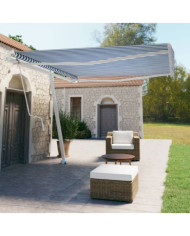 Auvent automatique sur pied 400x350 cm Bleu/Blanc | Mobilier & Déco