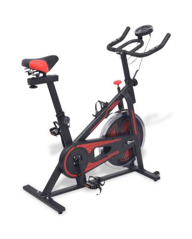 Vélo d'appartement avec capteurs de pouls Noir et rouge | Mobilier & Déco