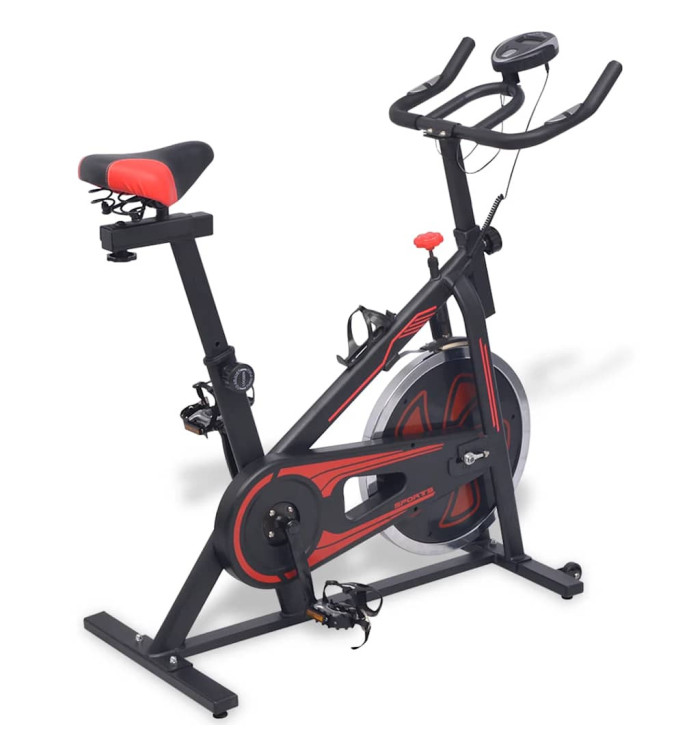 Vélo d'appartement avec capteurs de pouls Noir et rouge | Mobilier & Déco