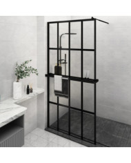 Paroi de douche avec étagère Noir 118x190cm Verre ESGetAluminium | Mobilier & Déco