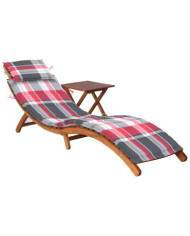 Chaise longue de jardin avec table et coussin Bois d'acacia | Mobilier & Déco
