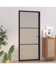 Porte intérieure 93x201,5 cm Noir Verre mat et aluminium | Mobilier & Déco