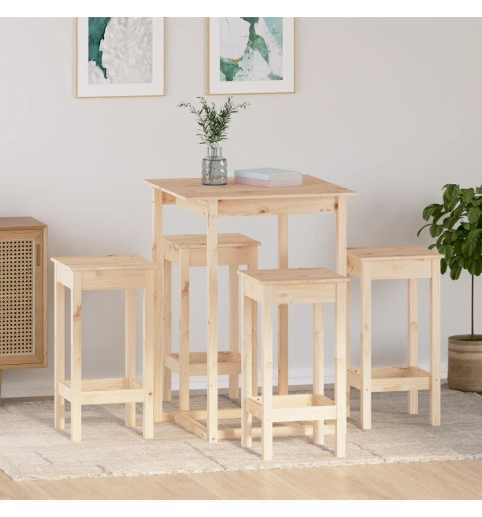 Ensemble de bar 5 pcs Bois de pin massif | Mobilier & Déco