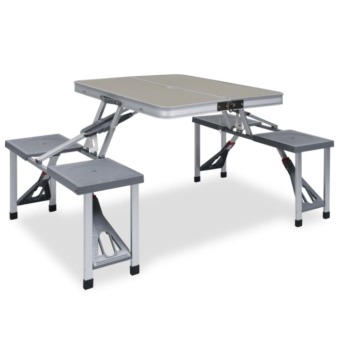Table pliable de camping avec 4 sièges Acier Aluminium | Mobilier & Déco