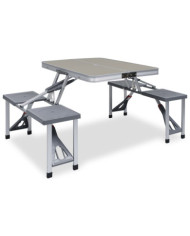 Table pliable de camping avec 4 sièges Acier Aluminium | Mobilier & Déco