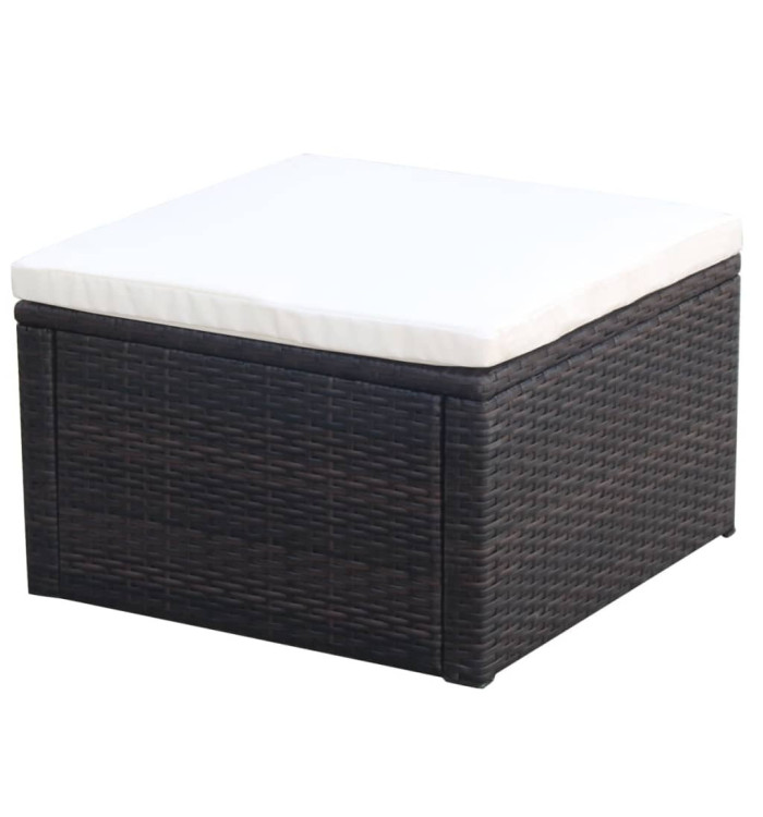Tabouret / repose-pied Résine tressée 53 x 53 x 30 cm Marron | Mobilier & Déco