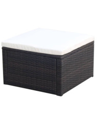 Tabouret / repose-pied Résine tressée 53 x 53 x 30 cm Marron | Mobilier & Déco