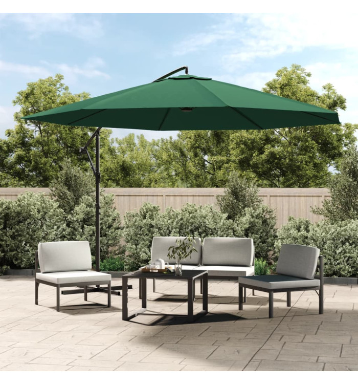 Parasol de jardin en porte-à-faux 3,5 m vert | Mobilier & Déco