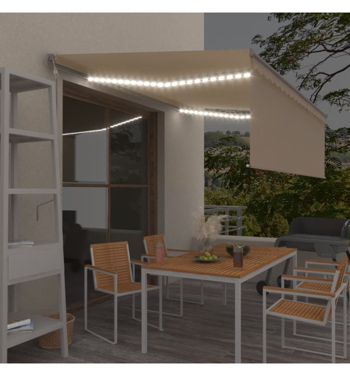 Auvent automatique store capteur de vent LED 4,5x3 m Crème | Mobilier & Déco