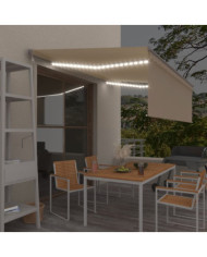 Auvent automatique store capteur de vent LED 4,5x3 m Crème | Mobilier & Déco
