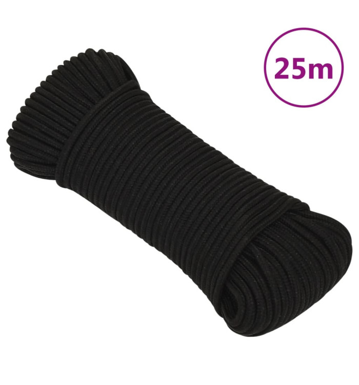 Corde de travail Noir 3 mm 25 m Polyester | Mobilier & Déco