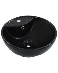 Lavabo avec trop-plein 46,5 x 18 cm Céramique Noir | Mobilier & Déco
