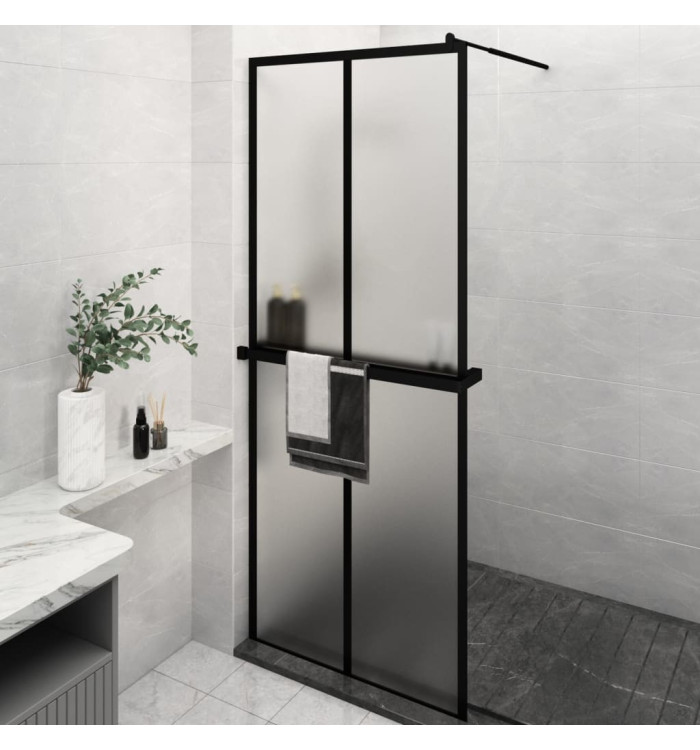 Paroi de douche avec étagère Noir 80x195 cm Verre ESGetAluminium | Mobilier & Déco