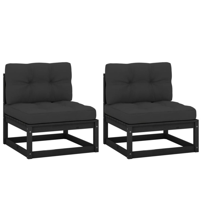 Canapés centraux de jardin avec coussins anthracite 2 pcs | Mobilier & Déco