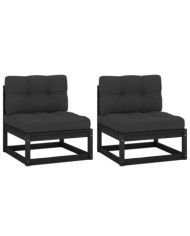 Canapés centraux de jardin avec coussins anthracite 2 pcs | Mobilier & Déco